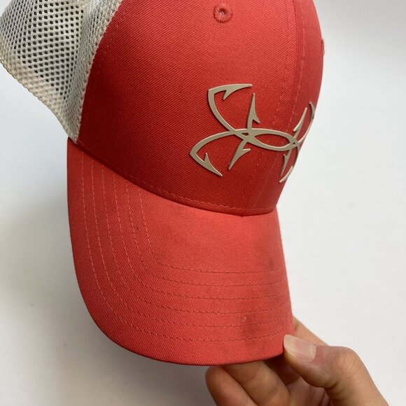 Under Armour Fish Fitted Mesh Back Trucker Hat Pink L/XL UA Pro Fit Outdoor - Picture 7 of 14
